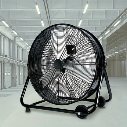 Industrial Floor Fan 24 Inch 9000 CFM Drum Fan 3-Speed 360 Degree Tilt with Casters for Entryways, Bedrooms and Living Spaces