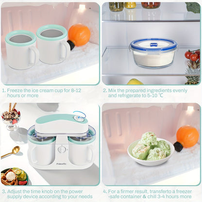 Ice Cream Maker 1 Quart Homemade Ice Cream Machine for Serve Frozen Yogurt Smoothies Gelato for Entryways, Bedrooms and Living Spaces