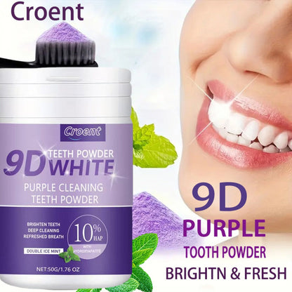 Purple Teeth Whitening Powder - 9D Color Correcting Tooth Powder for, 360° Deep Cleansing & 12H Fresh Breath