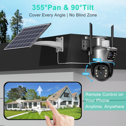 Security Camera Solar 4MP-Labelled Model with 8X Digital Zoom, PIR Detection, Color Night Vision and Three Options
