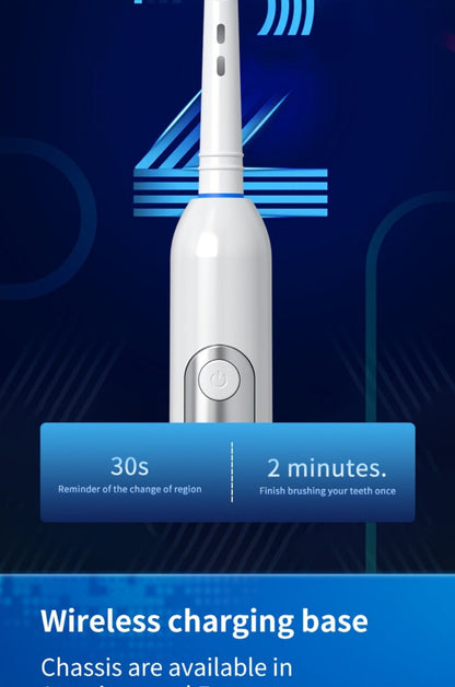 Electric Toothbrush with 3 Rotating Cleaning Modes – Induction Charging, 4 Replacement Brush Heads, Travel Case Included