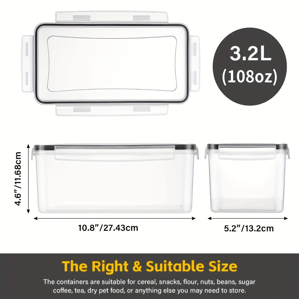 Food Storage Containers Four-Pack 108 oz Pantry Canisters with Clip-On Lids, Spoons, Labels and Pen