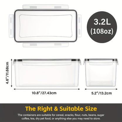 Food Storage Containers Four-Pack 108 oz Pantry Canisters with Clip-On Lids, Spoons, Labels and Pen