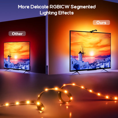 TV LED Backlight with Camera Screen Sync RGBW 5ft – Real-Time Color Matching USB Powered Ambient Bias Lighting for Smart TVs