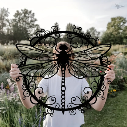 Metal Dragonfly Wall Art, Black Iron Dragonfly Wall Decor, Intricate Animal Print Design for Garden, Patio and Yard Use