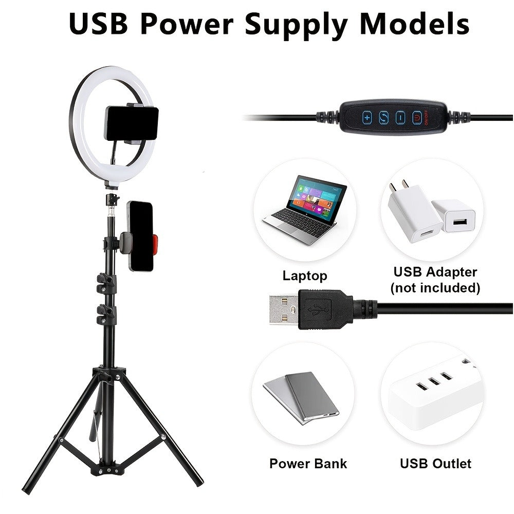 10- or 12-Inch LED Ring Light with Desktop, 43-Inch or 63-Inch Stand and Seven Checkout Options