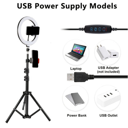10- or 12-Inch LED Ring Light with Desktop, 43-Inch or 63-Inch Stand and Seven Checkout Options