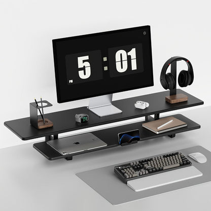 Dual Monitor Stand Riser with Storage E-Sports Style, Adjustable Height Desk Organizer with Cable Management