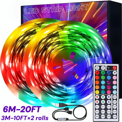 LED Strip Light RGB USB TV Backlight in 13ft or 20ft with 16-Color Remote, Dimming and Marked Cut Points