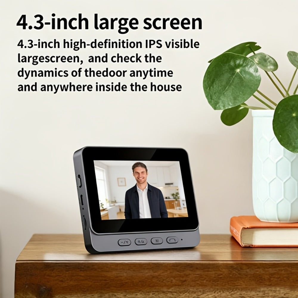1920P Video Doorbell Camera with 4.3" Monitor & Dual Power - No WiFi No App, Battery & USB, Two-Way Audio