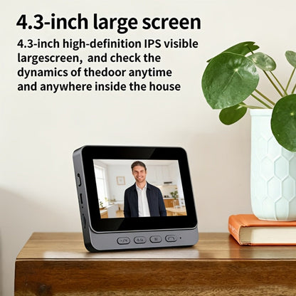 1920P Video Doorbell Camera with 4.3" Monitor & Dual Power - No WiFi No App, Battery & USB, Two-Way Audio