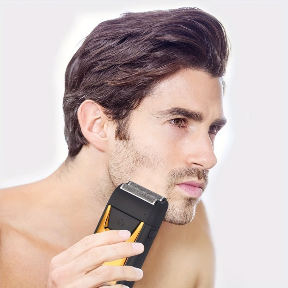 Electric Shaver Rechargeable Cordless Razor and Hair Trimmer in Gold for Face, Beard and Hair Grooming
