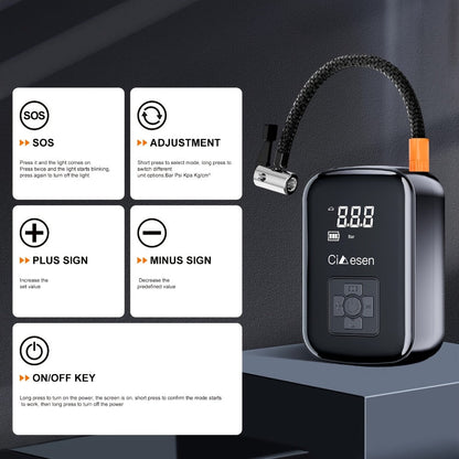 Portable Tire Inflator Air Compressor 150PSI 100W Cordless 4000mAh Digital Display 5 Modes USB-C Fast Charge for Car Motorcycle Bicycle Ball
