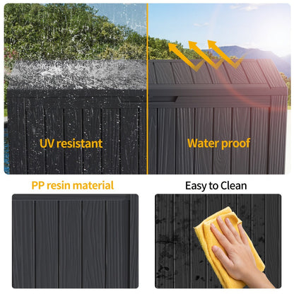 Large Resin Deck Box Lockable Outdoor Storage 80/100 Gallon, 345L UV Patio Storage Box for Garden, Patio and Yard Use