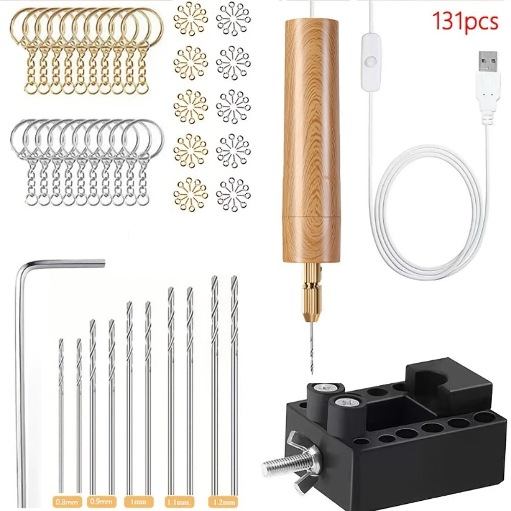 131PCS Resin Drilling Tool Set for Jewelry Making, 100 Eye Screws Gold & Silver, 8 Spiral Drill Bits