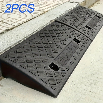 Curb Ramp 2-Pack Portable Plastic Threshold Ramp Set for Low Floor Vehicles, Motorcycles, Wheelchairs
