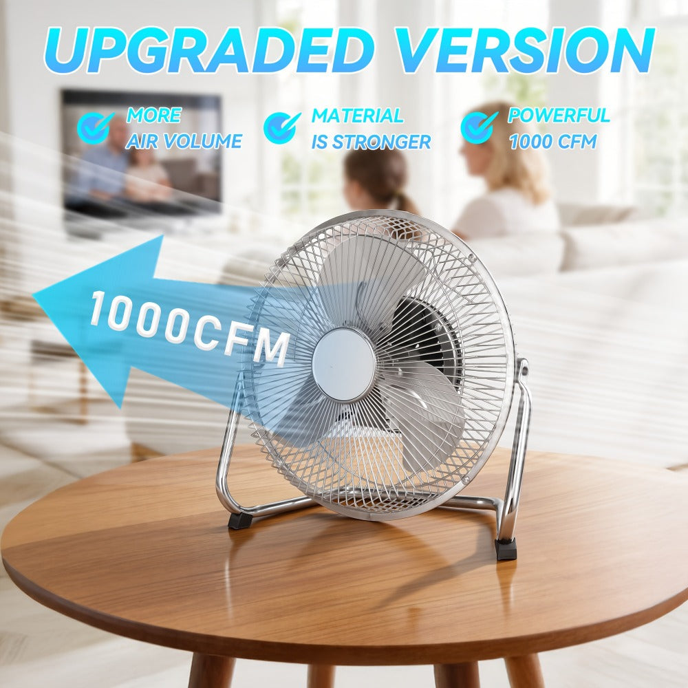 Three-Speed Metal Floor Fan with Tilt Frame in 9-, 14- or 20-Inch Black, Silver or Blue Options