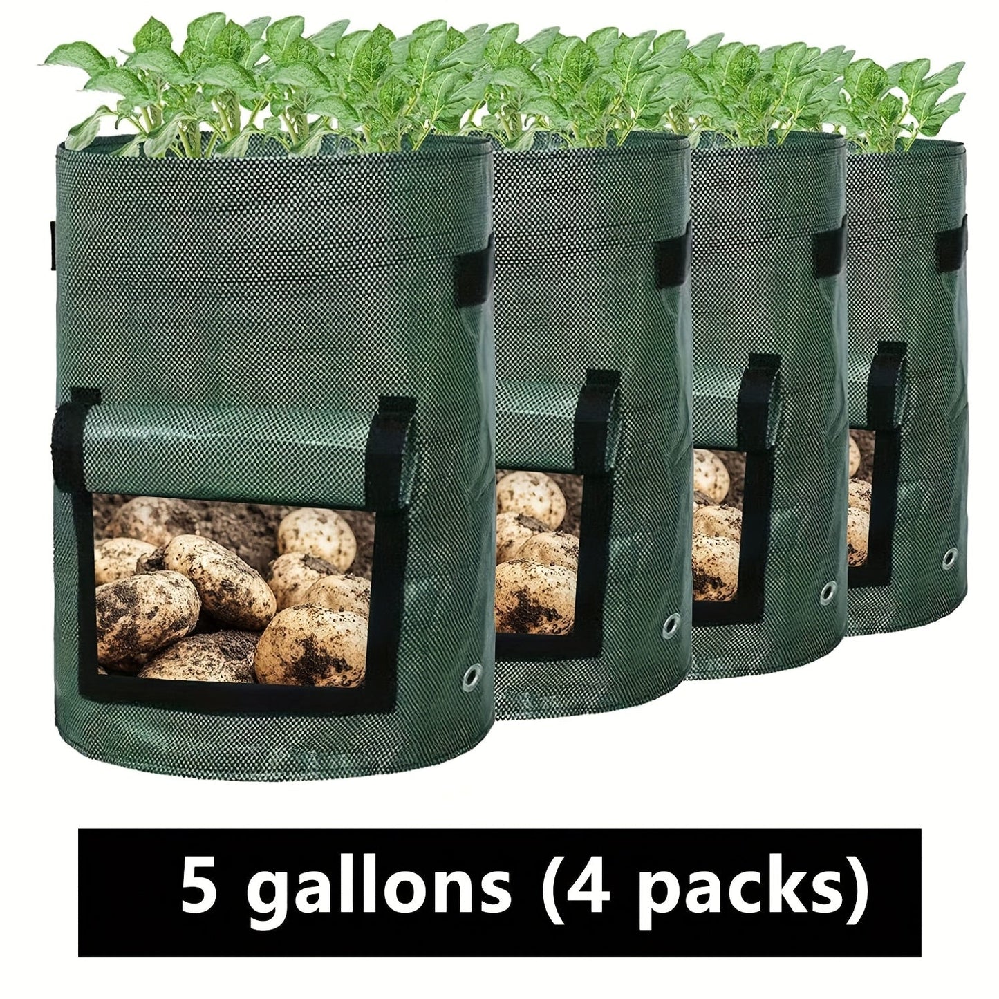 Grow Bags | Fabric Planting Bags with Lid Handle Potato Tomato Veggie