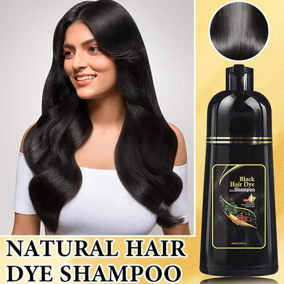 Hair Dye Shampoo 3-in-1 Color Conditioner Cooling Formula 6pcs Set – Black & Brown Gradual Gray Coverage, Unisex Long Hair Color Shampoo