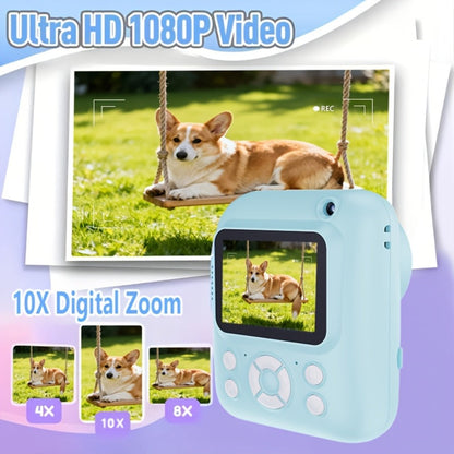 Instant Print Camera for Kids 48MP with Print Paper 32G TF Card 1080P FHD Video Flash MP4 Puzzle Game for a Home Lash Beauty Routine