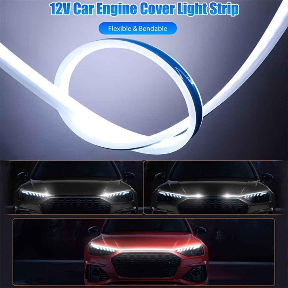 LED Engine Through-Light Bar 70 Inch High-Brightness White Light 2000-3000LM – Auto Welcome Mode Steering Effect 12V Wiring for Car SUV