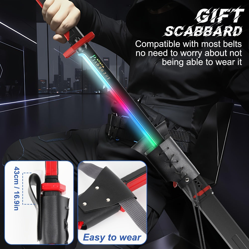 LED Katana Sword 31.5" Pro Cosplay Light Katana with Ejecting Spark, Water Mist, Multi-Color LED & Sound Effects