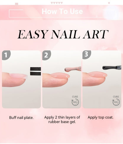 Rubber Base Gel Polish Set 6pcs Nude Pink 2-in-1 Builder Base Coat – Self-Leveling Soak Off UV LED Semi-Permanent Long-Lasting Gel Manicure