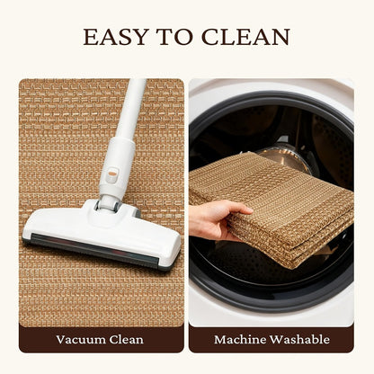 Braided Woven Indoor Rug with 2 x 3-Foot to 6 x 9-Foot Sizes and One Two-Piece Gray Mat Set