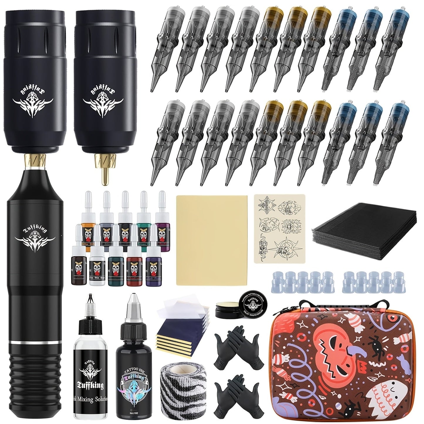 Rotary Tattoo Machine Kit 67pcs, Complete Wireless Tattoo Pen Set with Cartridge Needles, Power Supply