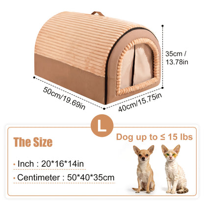 Dog Bed Cat Bed Enclosed Pet Tent House – All-Season Soft Washable Cave Bed with Non-Slip Bottom, Cozy Puppy Kennel