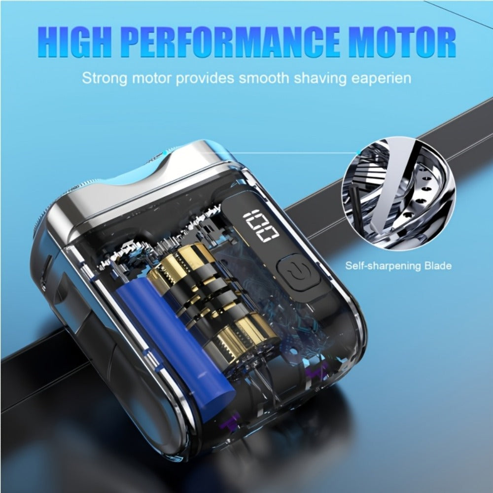 Electric Shaver Mini Dual Floating Blade Razor with USB Rechargeable Power and Digital LED Display in Black