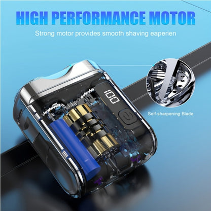 Electric Shaver Mini Dual Floating Blade Razor with USB Rechargeable Power and Digital LED Display in Black