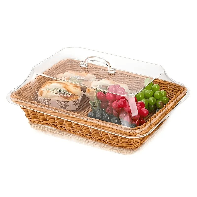 Woven Bread Basket in Square or Round Shape for Serving Bread, Fruit, Desserts and Snacks at Home or on the Dining Table