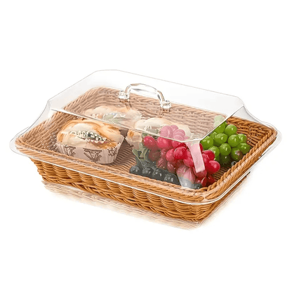 Woven Bread Basket in Square or Round Shape for Serving Bread, Fruit, Desserts and Snacks at Home or on the Dining Table