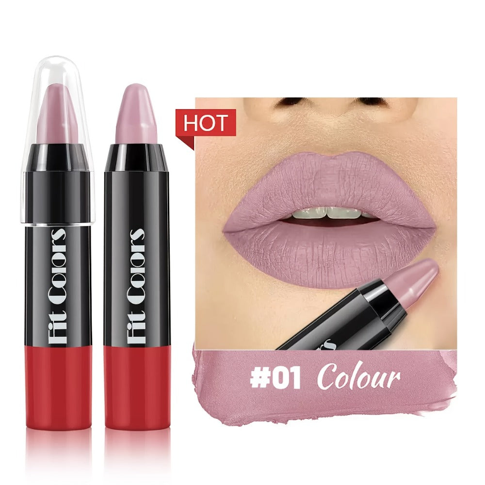 Squalane Crayon Lipstick Set 6 Pcs, Matte & Glossy Lip Pencil with Volumizing Formula, Easy Color Lip Liner for All Skin Types