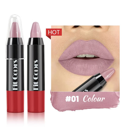 Squalane Crayon Lipstick Set 6 Pcs, Matte & Glossy Lip Pencil with Volumizing Formula, Easy Color Lip Liner for All Skin Types