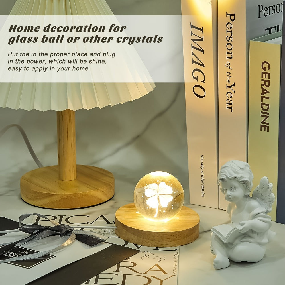 LED Light Base Wooden Display Stand 16 Pack USB Powered White Light Base for 3D Crystal for Parties, Celebrations and Guest Favors
