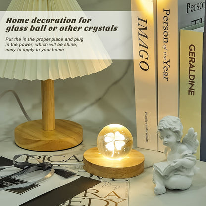 LED Light Base Wooden Display Stand 16 Pack USB Powered White Light Base for 3D Crystal for Parties, Celebrations and Guest Favors