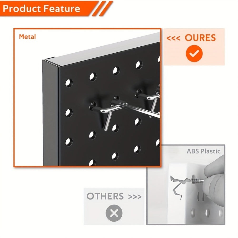 Pegboard Wall Organizer with Metal Hooks - Garage Tool Storage Board for Workshop Warehouse for Entryways, Bedrooms and Living Spaces