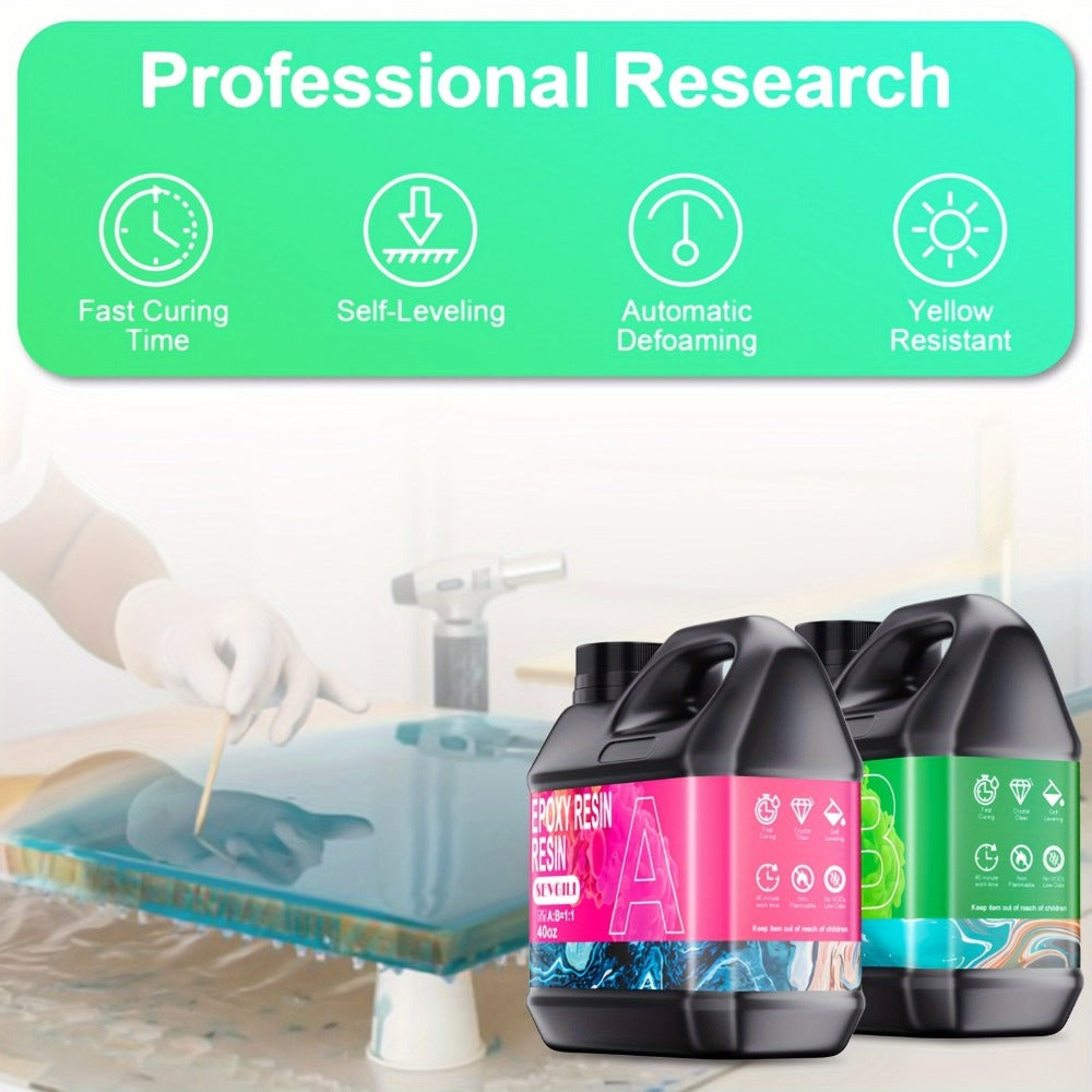 Fast-Curing Epoxy Resin Kit Low Odor Bubble-Free Non-Yellowing for Entryways, Bedrooms and Living Spaces