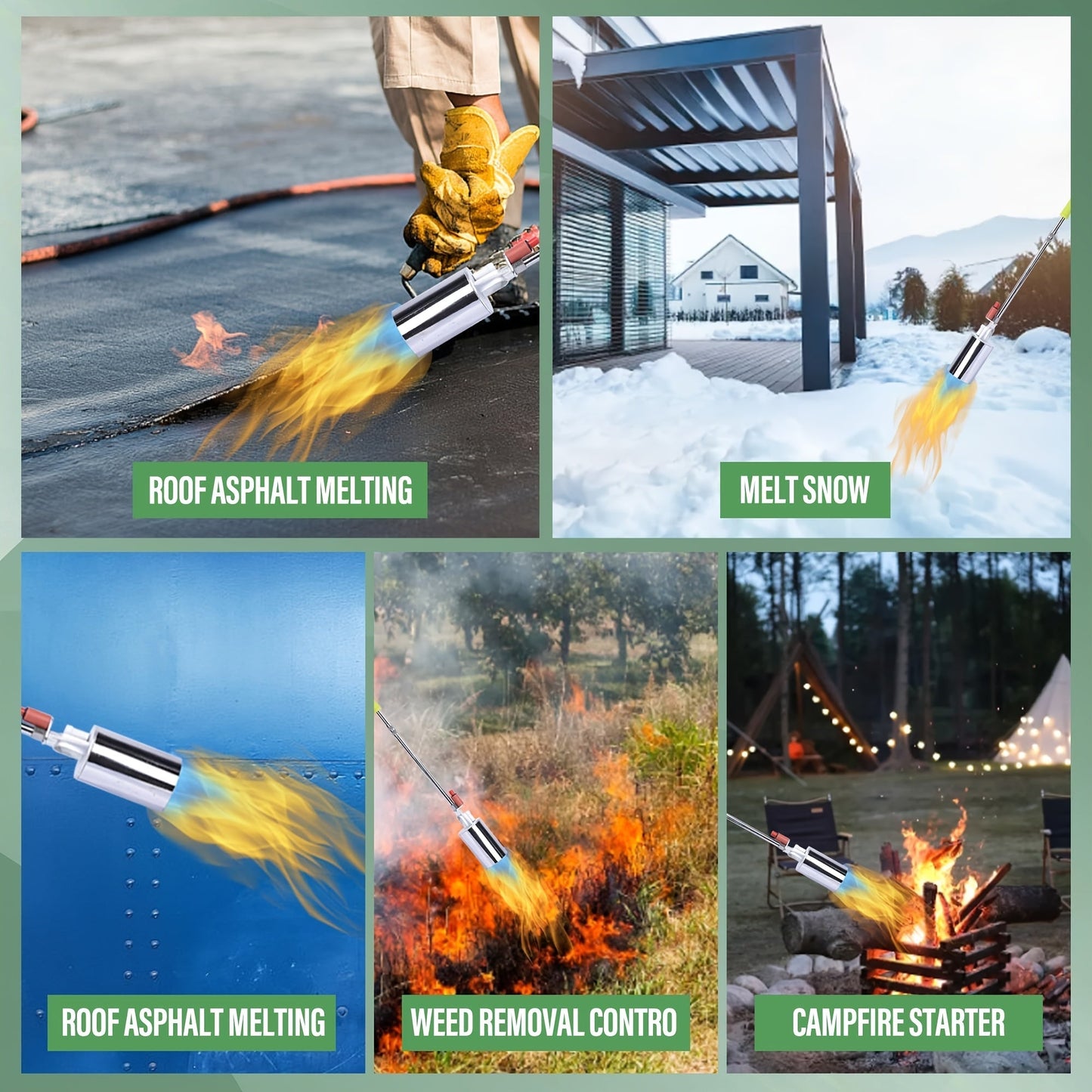 Propane Weed Torch, Flame Weeder Ice Melter Outdoor Roof Driveway for Garden, Patio and Yard Use