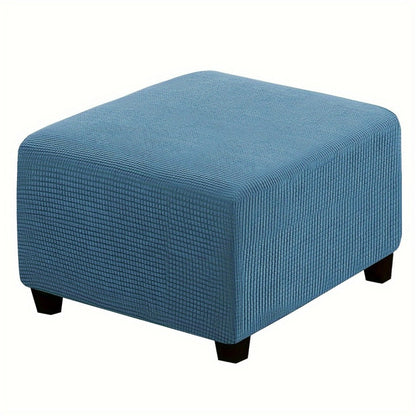 Square Ottoman Cover Elastic Stretch – Polar Fleece Footstool Slipcover with Elastic Band Closure Machine Washable for Home Office Decor