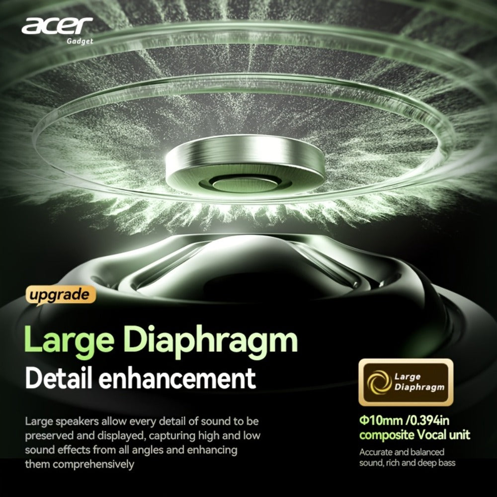 Acer TWS Wireless Earbuds Gaming Mode Low Latency, Noise Isolation Stereo Sound USB-C Charging Long Battery Life