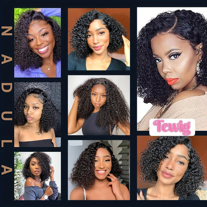 Glueless Bob Wig Human Hair 13x4 Pre Cut Lace 200% Density Wear and Go Deep Wave Body Wave Pre, for Home, Travel and Salon Hair Styling
