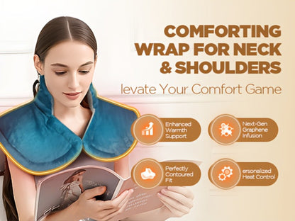 Heating Pad for Neck & Shoulders – 130W Graphene Weighted Electric Pad, 6 Heat Settings, 4 Timers, Auto Shut-Off, Machine Washable