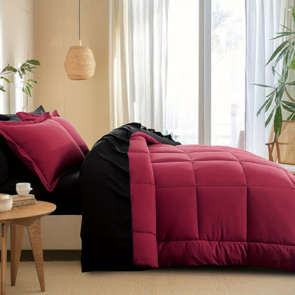 7 Piece Comforter Set Luxury Soft Fluffy Bedding All Season Bed in a Bag with Comforter Fitted Sheet Flat Sheet Pillowcases Hypoallergenic