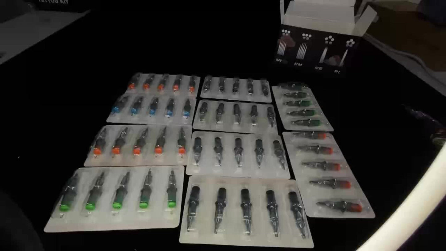 Round Magnum Tattoo Cartridge Needles 50pcs Mixed Size, 1205RM 1207RM 1209RM 1211RM 1215RM Individually Sealed Disposable