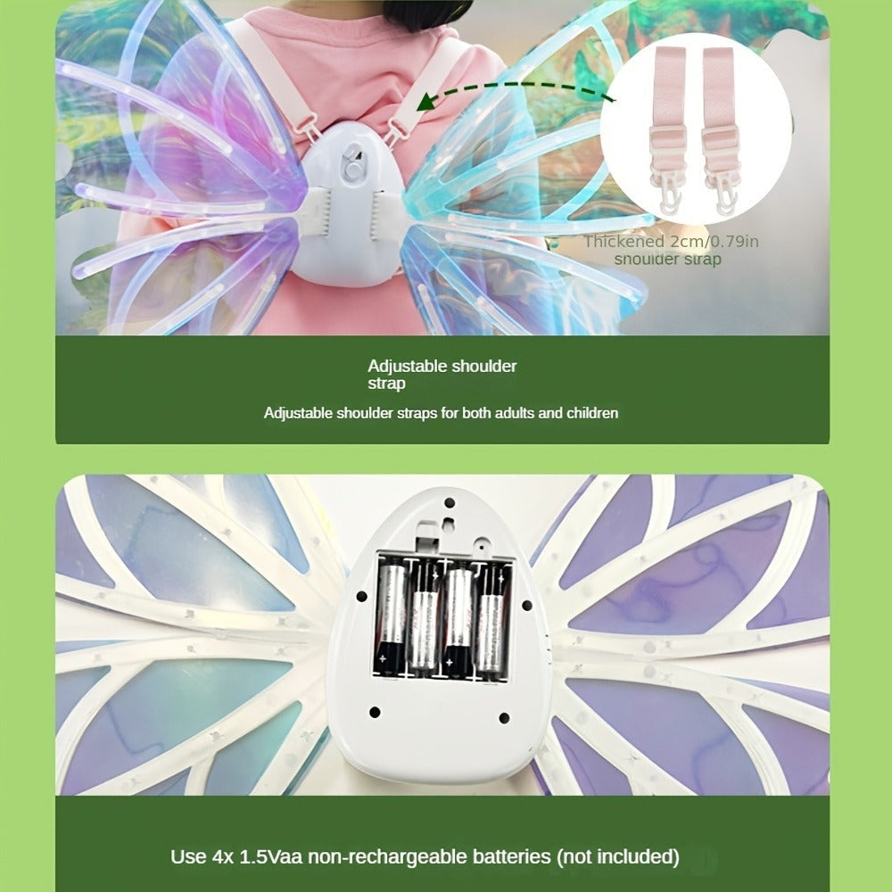 LED Butterfly Wings Glow in the Dark, Motion Sensor & Music Activated Color Changing Lights, Magical Costume Wings for Girls & Women