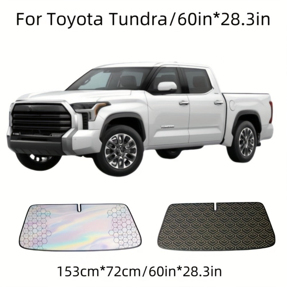 Laser Insulation Windshield Sunshade 5-Layer Thickened Front Window Heat Blocker Diamond Pattern Gold Black Fits All Vehicles Ford F150