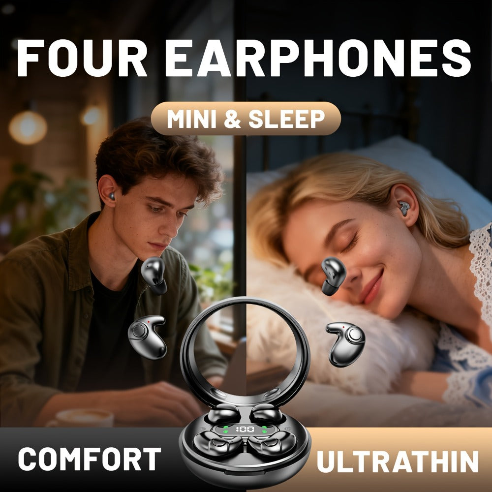 2-in-1 Wireless Earphones Couples Shared Audio Long Battery Life Clear Sound TV Movies for Bedside Audio, Alarms and Room Entertainment